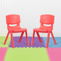 Flash Furniture 2-YU-YCX-005-RED-GG 2 Pack Red Plastic Stackable School Chair with 15.5